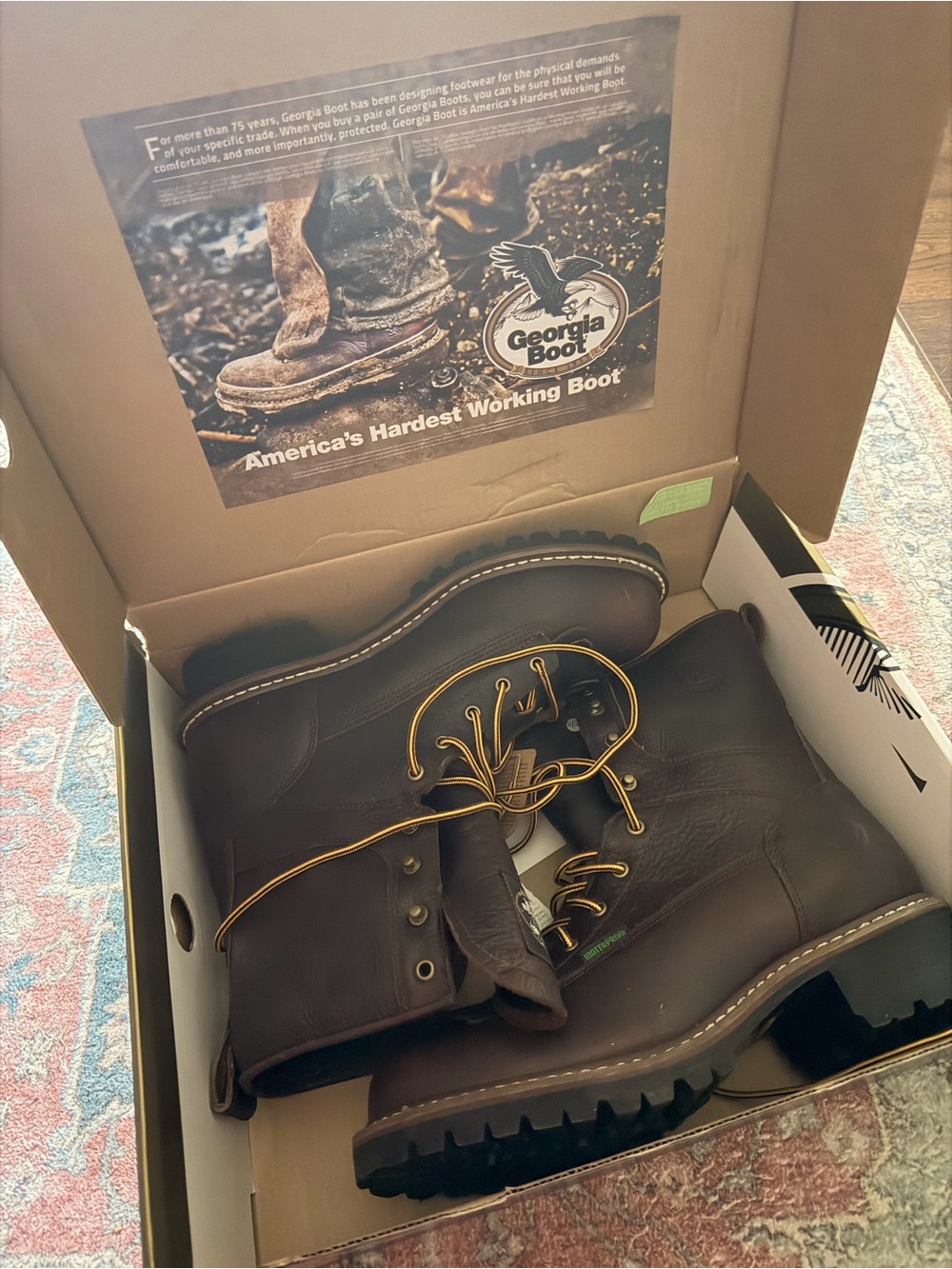 Georgia Boot Steel Toed Dark Brown Leather Lace-Up Work Boots